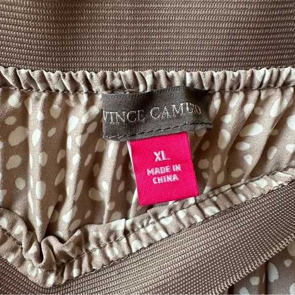 Vince Camuto Taupe Polka Dot A-Line Pleated Skirt - Size XL - Picture 4 of 5